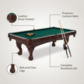 8.3 Ft. Pool Table with Billiard Ball and Cue Stick Set