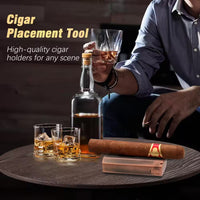 3-In-1 Dark Brown Cigar Humidor, Portable Leather Cedar Wood Cigar Case with Cigar Lighter V Cigar Cutter Cigar Holder