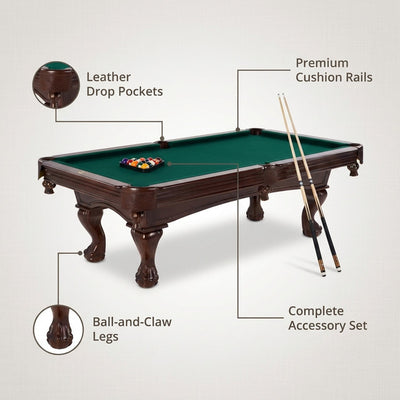 8.3 Ft. Pool Table with Billiard Ball and Cue Stick Set