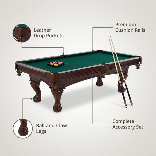 8.3 Ft. Pool Table with Billiard Ball and Cue Stick Set — Lifestyle