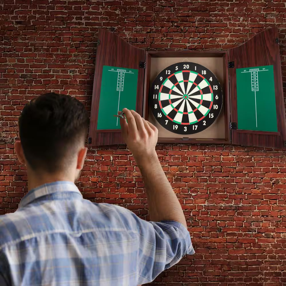 Dart Board Cabinet Set in Walnut