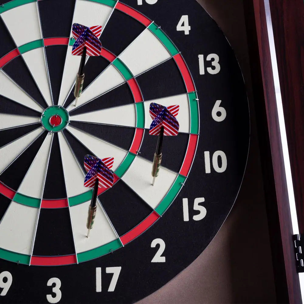 Dart Board Cabinet Set in Walnut